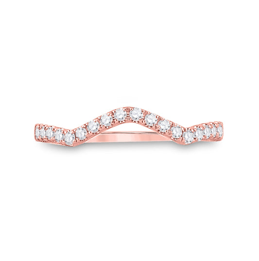10K Rose Gold Womens Round Diamond Wedding Curved Enhancer Band 1/5 Cttw, Womens Size: 5-10