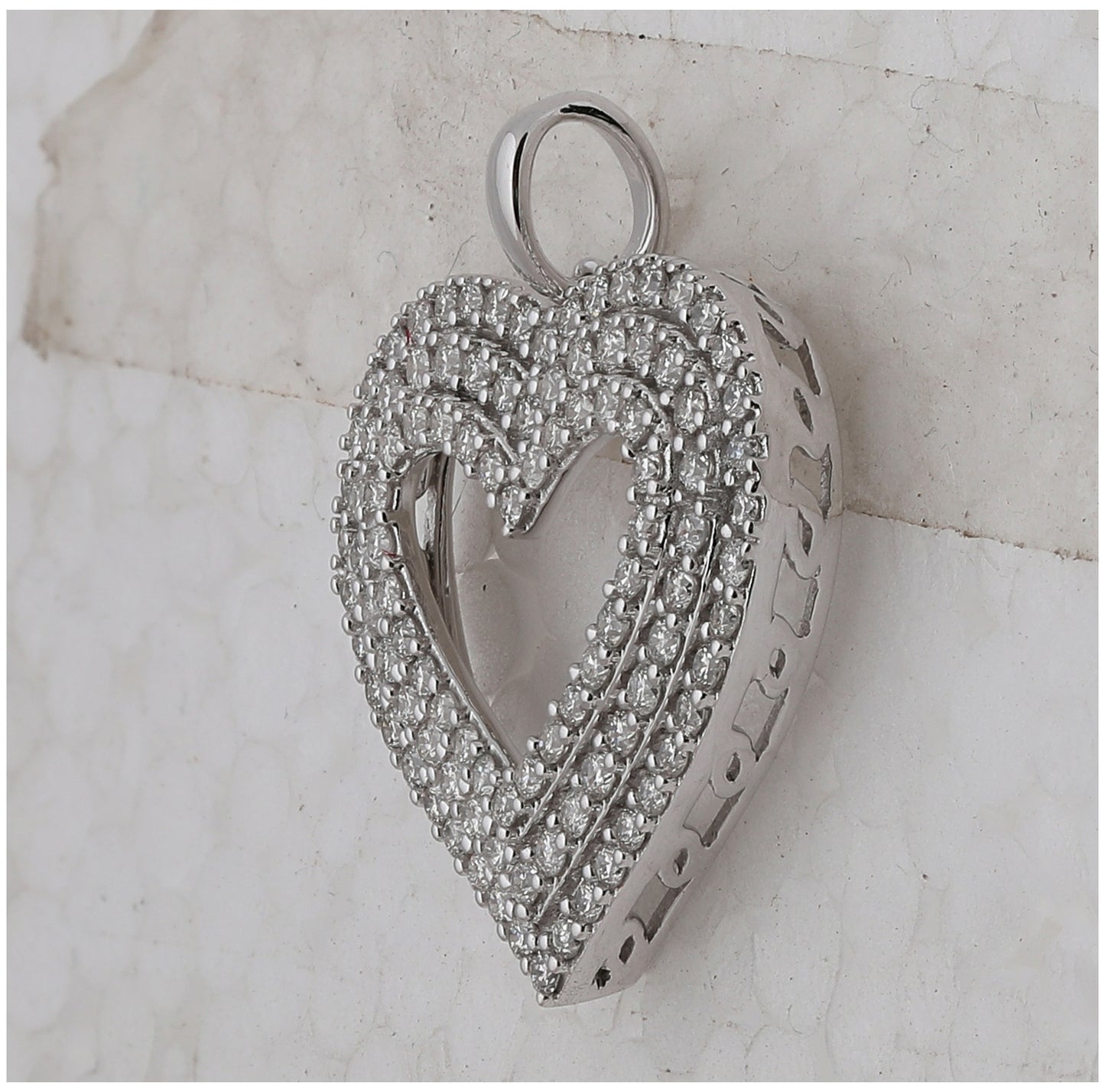 14kt White Gold Womens Round Diamond Triple Halo Heart Pendant 1.00 Cttw