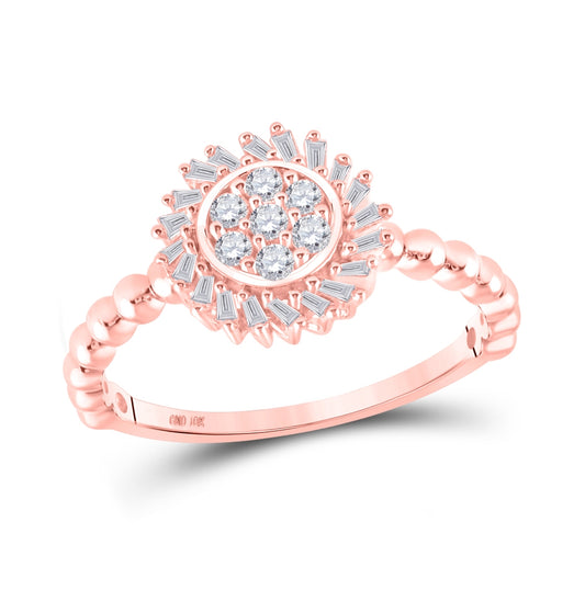 10K Rose Gold Womens Round Diamond Cluster Ring 1/3 Cttw, Womens Size: 5-10