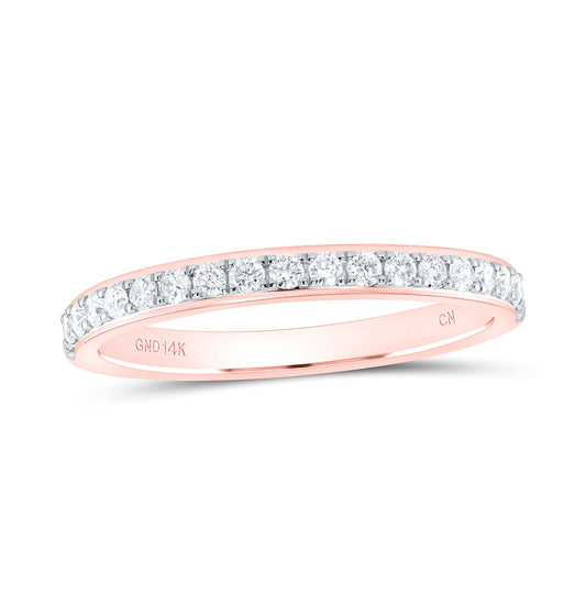 14K Rose Gold Womens Round Diamond Wedding Single Row Band 1/4ctw, Womens Size: 5-10