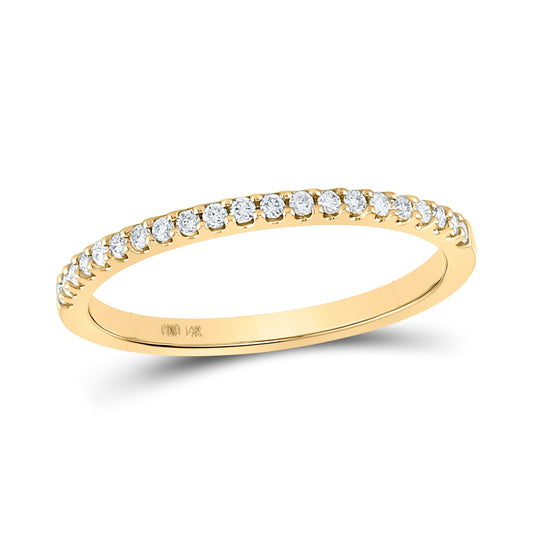 14K Yellow Gold Womens Round Diamond Wedding Single Row Band 1/6 Cttw, Womens Size: 5-10