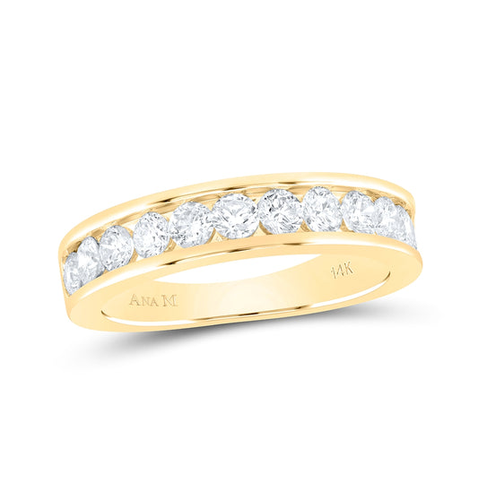 14K Yellow Gold Womens Round Diamond Wedding Single Row Band 1ctw, Womens Size: 5-10