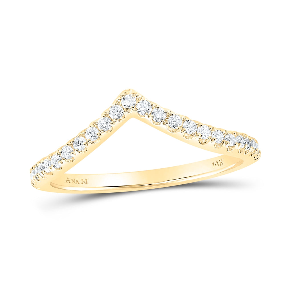 10K Yellow Or Rose Gold Womens Round Diamond Chevron Stackable Band Ring , Womens Size: 5-10