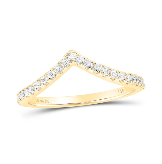 10K Yellow Or Rose Gold Womens Round Diamond Chevron Stackable Band Ring , Womens Size: 5-10