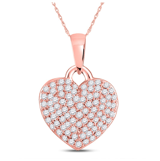 10kt Rose Gold 3/8ctw Diamond Cn Heart Pendant