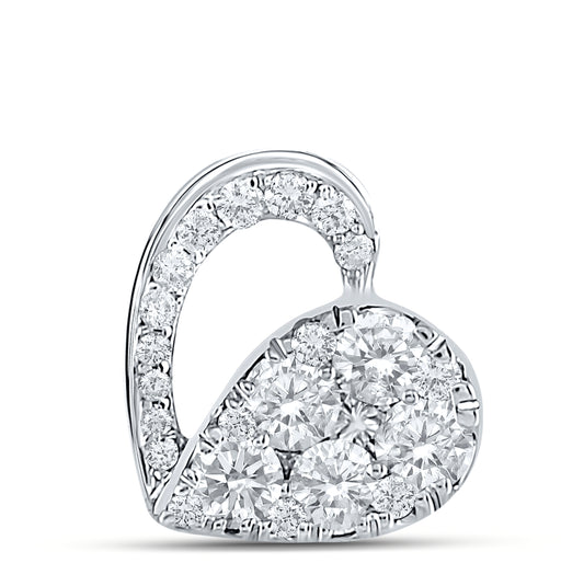 10kt White Gold 1/2ctw Diamond Cn Heart Pendant