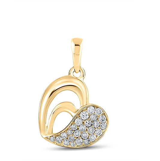 10kt Yellow Gold 1/8ctw Diamond Cn Heart Pendant