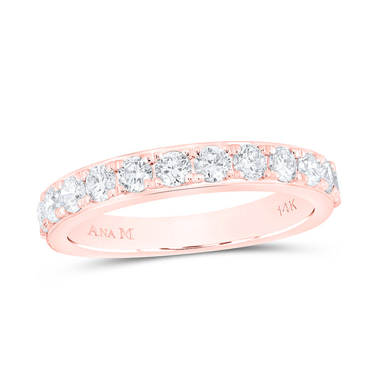 14K Rose Gold Womens Round Diamond Wedding Single Row Band 3/4 Cttw, Womens Size: 5-10