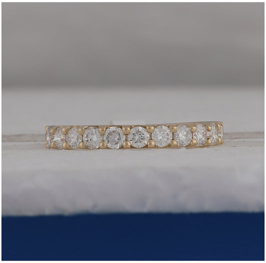 14kt Yellow Gold Womens Round Diamond Wedding Single Row Band 3/4 Cttw