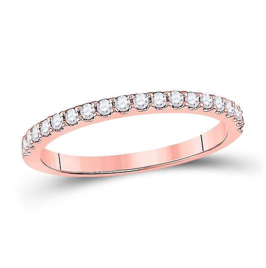14K Rose Gold Womens Round Diamond Wedding Single Row Band 1/4 Cttw, Womens Size: 5-10