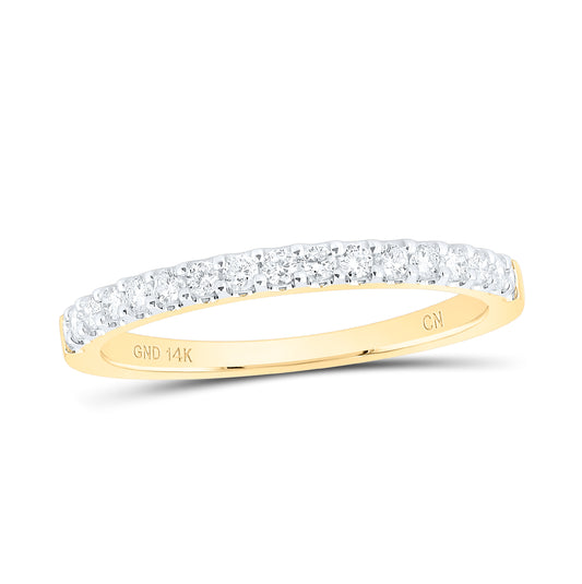 14K Yellow Gold Womens Round Diamond Wedding Single Row Band 1/3ctw, Womens Size: 5-10