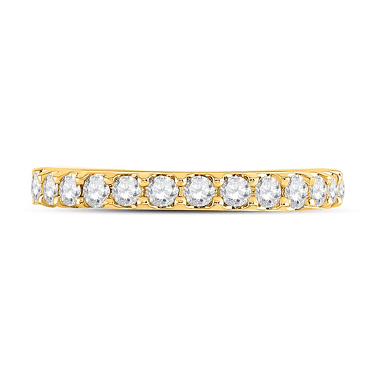 14kt Yellow Gold Womens Round Diamond Wedding Single Row Band 1/2ctw