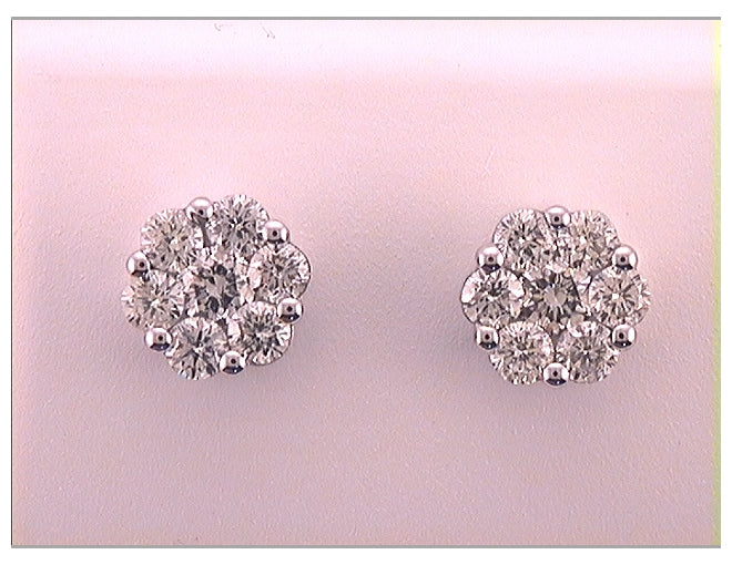 14kt White Gold 1 1/2ctw Diamond Ana M Fashion Flower Earring