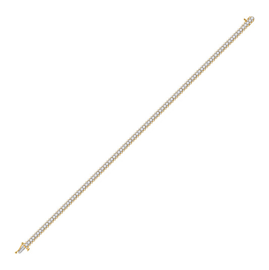 14K Yellow Gold Womens Round Diamond Single Row Tennis Bracelet 5 Cttw