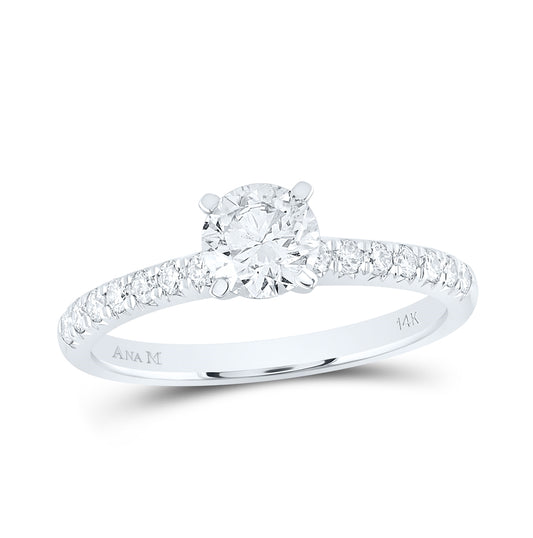14K White Gold Round Diamond Solitaire Bridal Wedding Engagement Ring 1ctw, Women's Size: 5-10