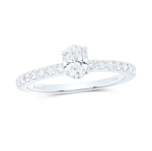 14K White Gold Oval Diamond Solitaire Bridal Wedding Engagement Ring 3/4 Cttw, Womens Size: 5-10