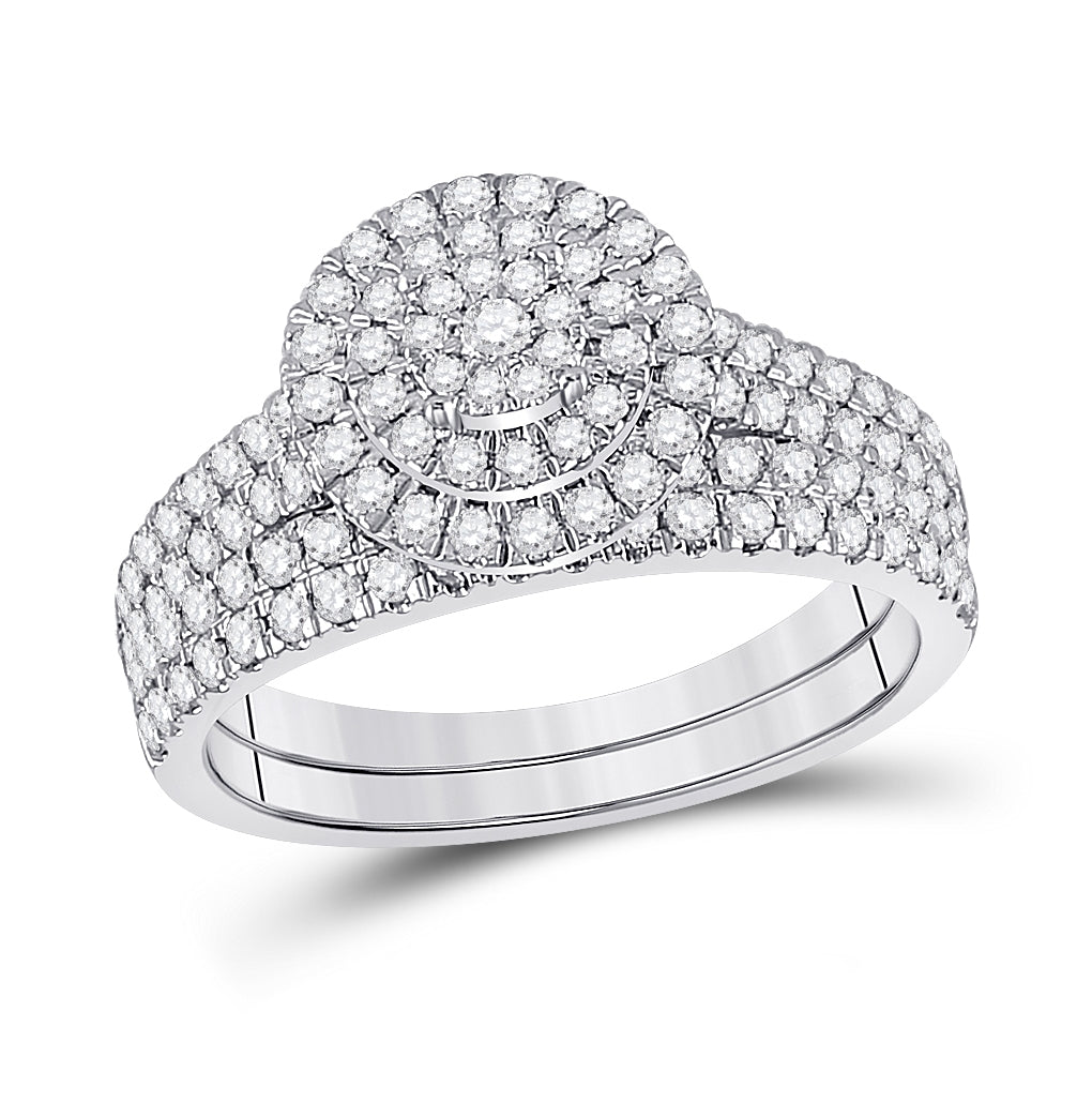 10K White Gold Dia. Bridal Wedding Band Set 1ctw, Women's Sz: 5-10