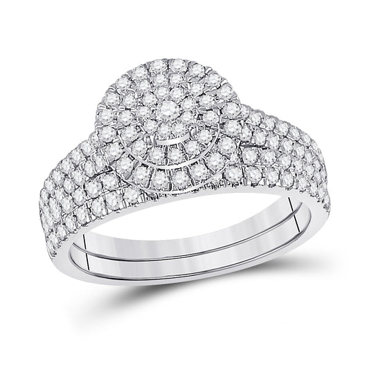 10K White Gold Dia. Bridal Wedding Band Set 1ctw, Women's Sz: 5-10