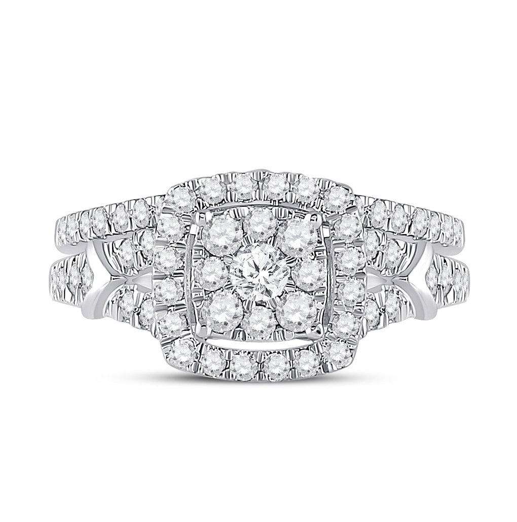 10K White Gold Round Dia Wedding Band Set 1ctw, Women's Sz: 5-10