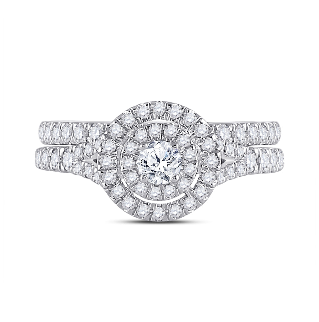 10K White Gold Round Dia. Bridal Band Set 1ctw, Women's Sz: 5-10
