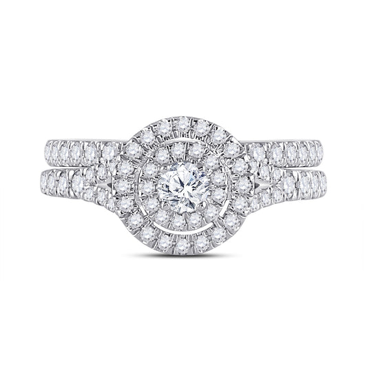 10K White Gold Round Dia. Bridal Band Set 1ctw, Women's Sz: 5-10