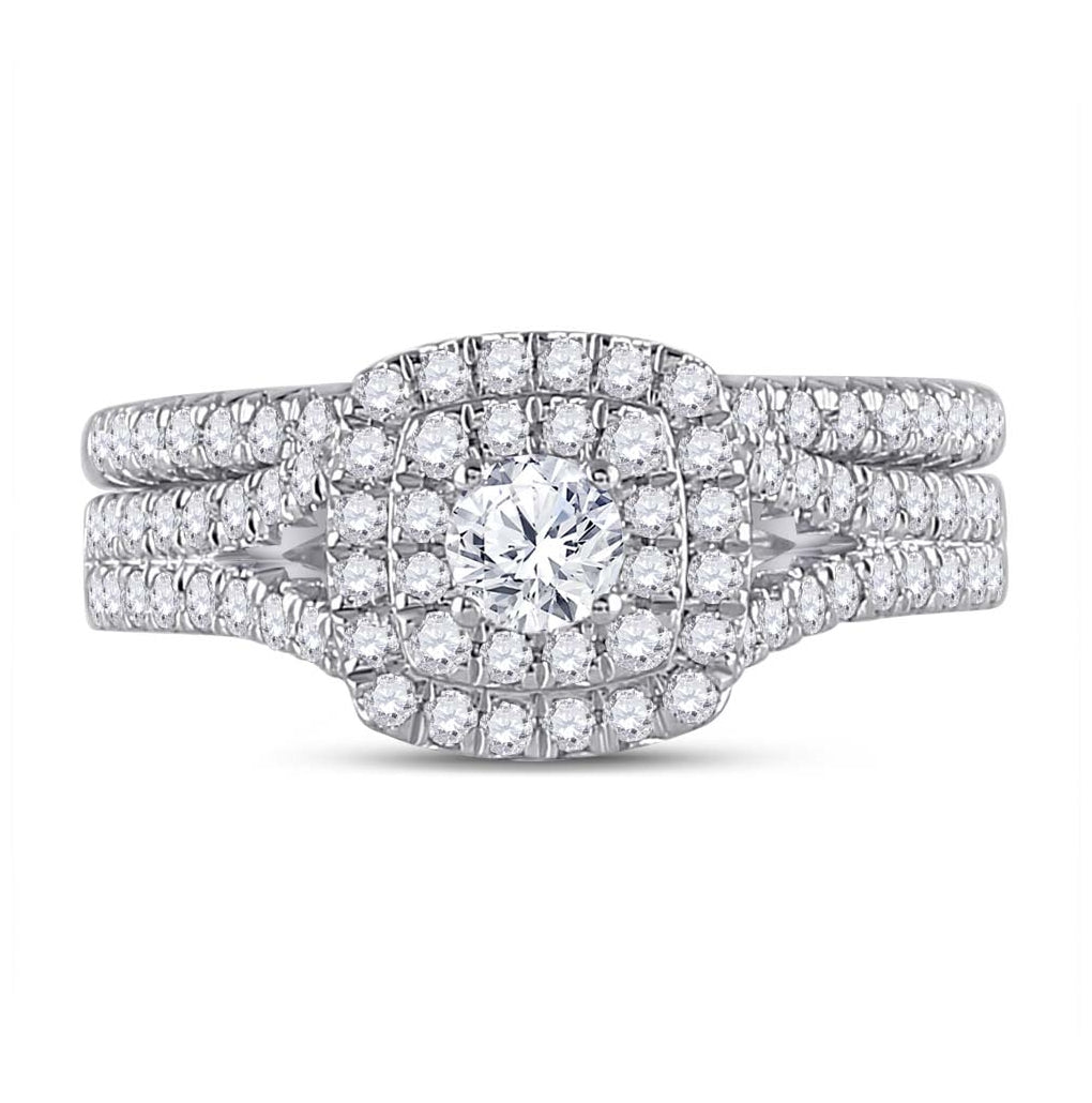 10K White Gold Round Diamond Bridal Wedding Ring Band Set 1 Cttw, Womens Size: 5-10