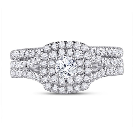 10K White Gold Round Diamond Bridal Wedding Ring Band Set 1 Cttw, Womens Size: 5-10