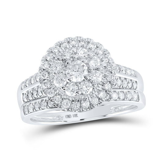 10K White Gold Round Dia. Bridal Wedding Band Set 1ctw, Women's Size: 5-10