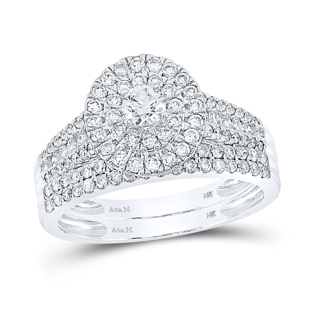 14K White Gold Round Dia. Bridal Wedding Band Set 1ct, Women's Sz: 5-10