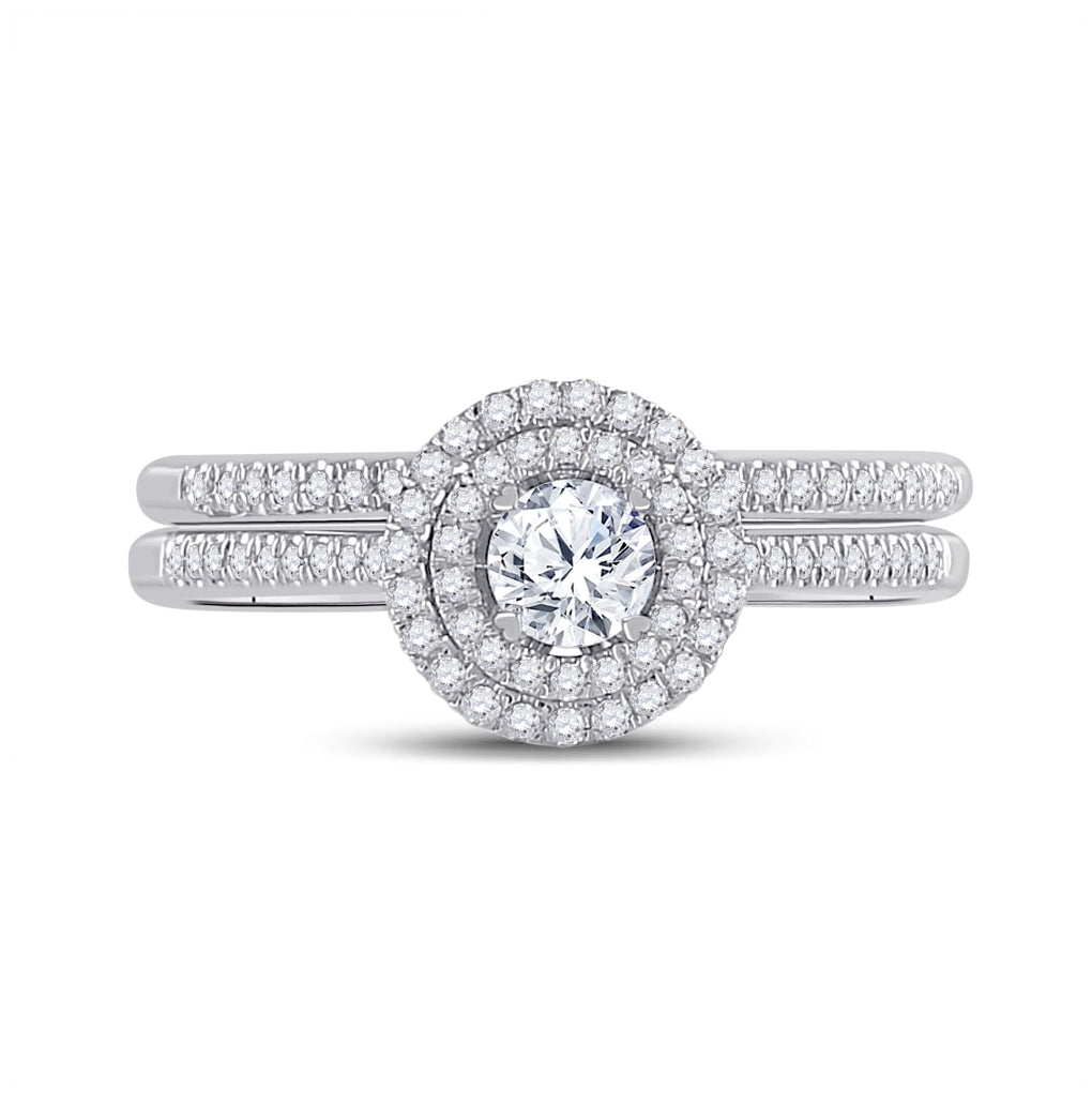10kt White Gold Womens Round Diamond Bridal Wedding Engagement Ring Band Set 1/2 Cttw (certified)