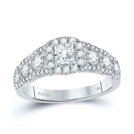 14kt White Gold Womens Princess Diamond Halo Bridal Wedding Engagement Ring 1-1/3 Cttw (certified)