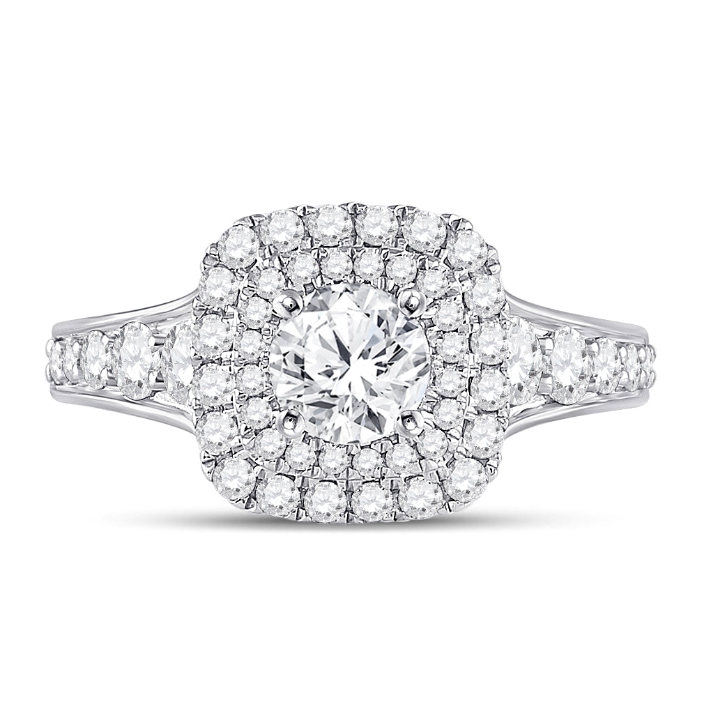 14K White Gold Round Diamond Halo Bridal Wedding Engagement Ring 1-3/4 Cttw, Womens Size: 5-10