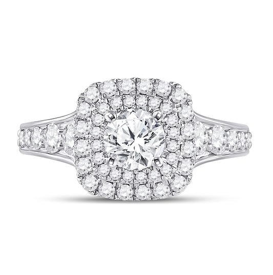14K White Gold Round Diamond Halo Bridal Wedding Engagement Ring 1-3/4 Cttw, Womens Size: 5-10