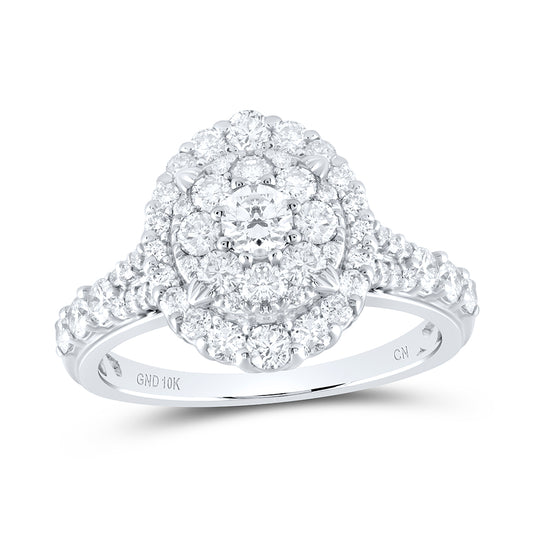 10K White Gold Round Diamond Oval Bridal Wedding Engagement Ring 1-1/5 Cttw, Womens Size: 5-10