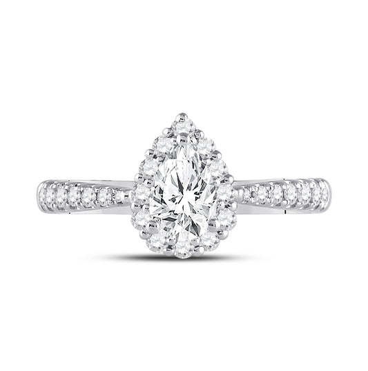 14K White Gold Pear Dia. Solitaire Bridal Wedding Engagement Ring 1ctw, Women's Size: 5-10
