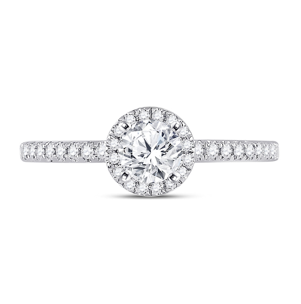 14K White Gold Round Diamond Halo Bridal Wedding Engagement Ring 7/8 Cttw, Womens Size: 5-10