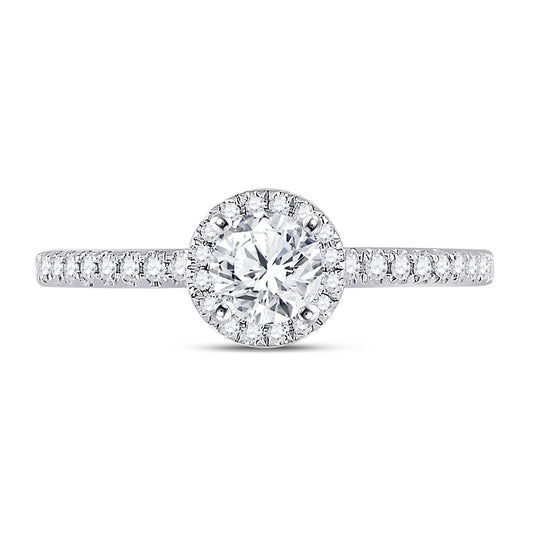 14K White Gold Round Diamond Halo Bridal Wedding Engagement Ring 7/8 Cttw, Womens Size: 5-10