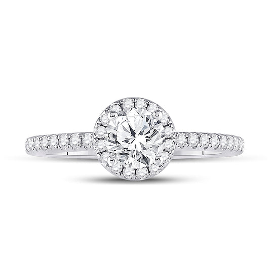 14K White Gold Round Dia. Halo Bridal Wedding Engagement Ring 1ctw, Women's Size: 5-10