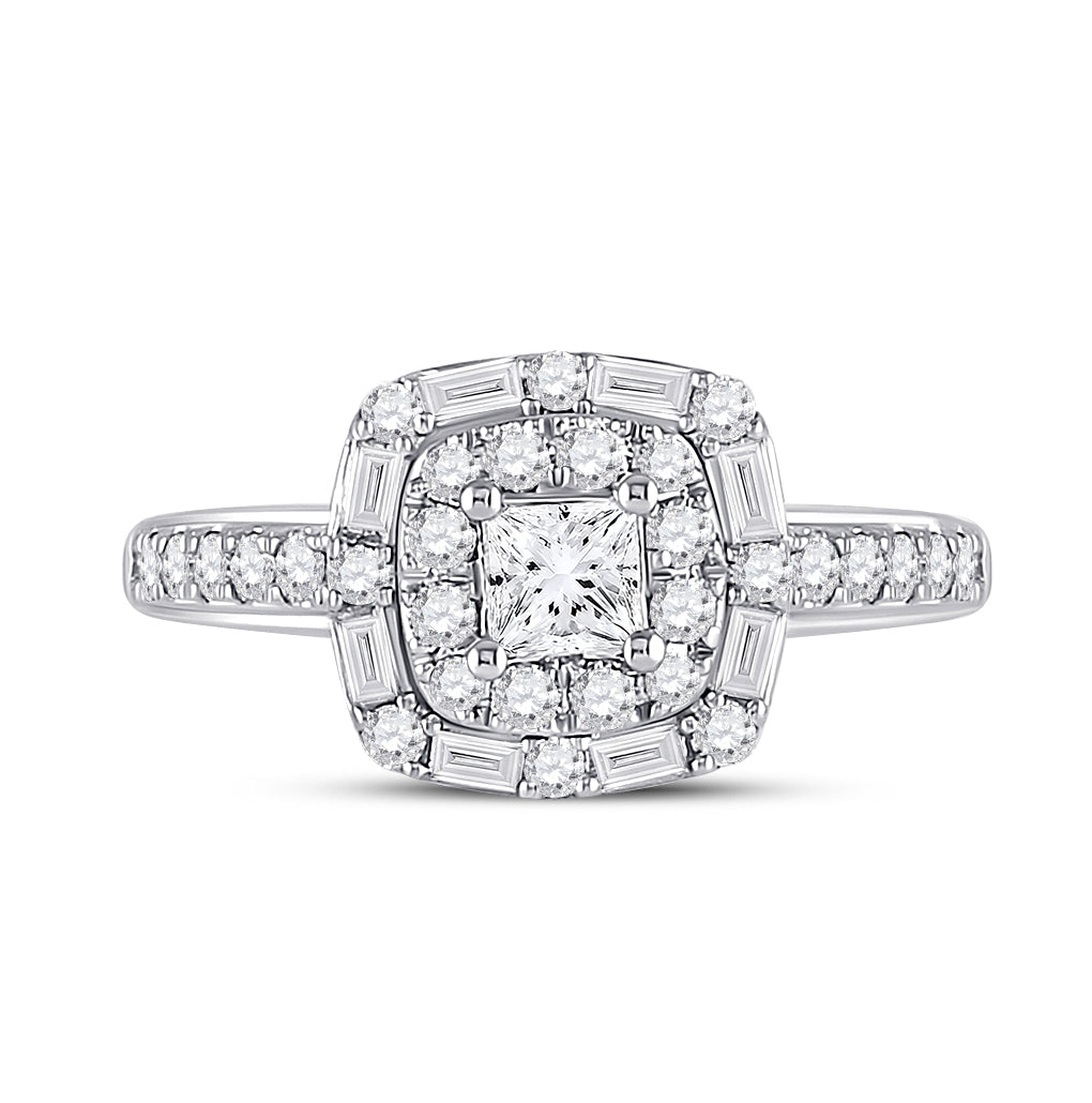 14kt White Gold Womens Princess Diamond Halo Bridal Wedding Engagement Ring 1.00 Cttw (certified)