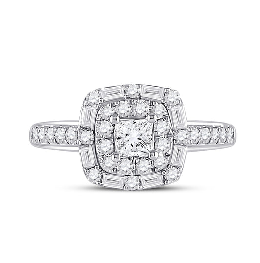 14kt White Gold Womens Princess Diamond Halo Bridal Wedding Engagement Ring 1.00 Cttw (certified)