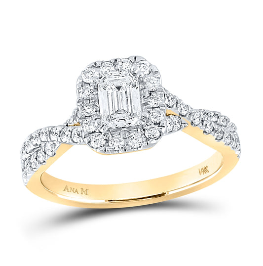 14K Yellow Gold Emerald Diamond Solitaire Bridal Wedding Engagement Ring 1 Cttw, Womens Size: 5-10