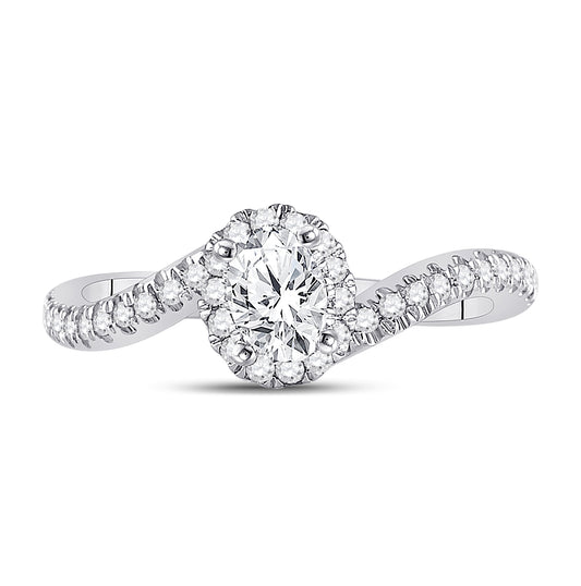14K White Gold Oval Diamond Halo Bridal Wedding Engagement Ring 3/4ctw, Womens Size: 5-10