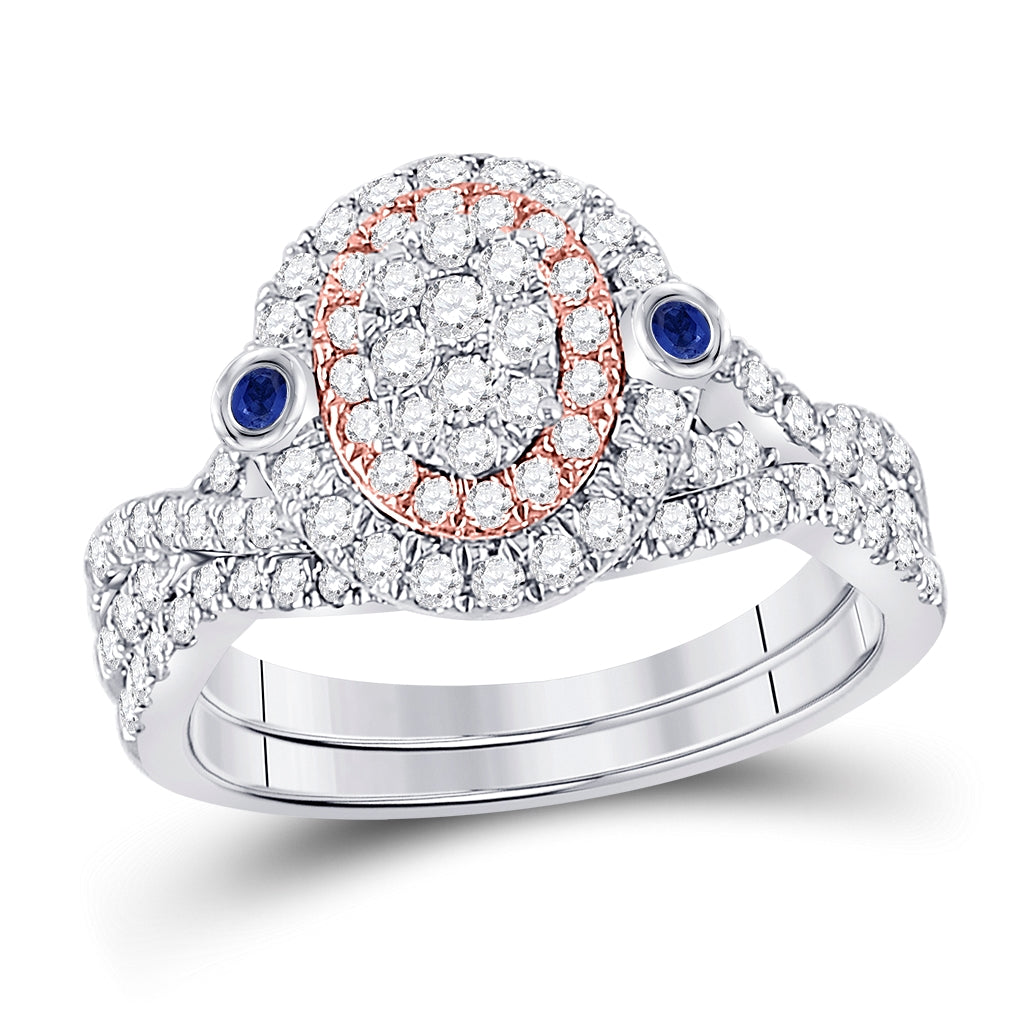 10K Two-tone Gold Round Diamond Bridal Wedding Ring Band Set 1 Cttw, Womens Size: 5-10