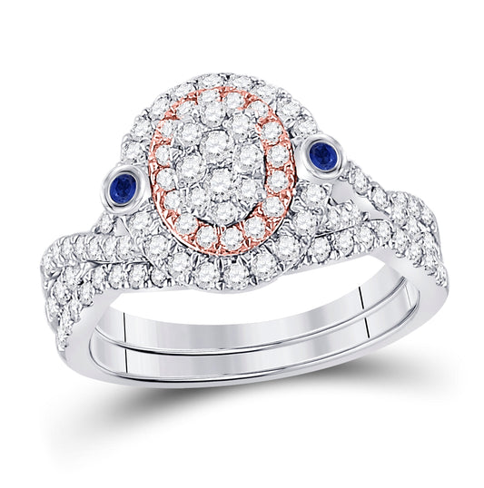 10K Two-tone Gold Round Diamond Bridal Wedding Ring Band Set 1 Cttw, Womens Size: 5-10