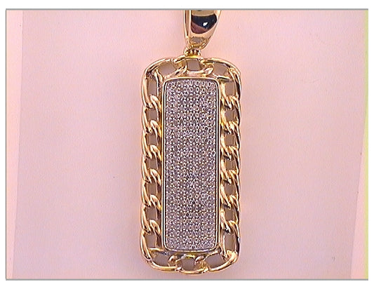 10kt Yellow Gold Mens Round Diamond Rectangular Dog Tag Charm Pendant 1/2 Cttw