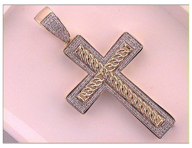 14kt Yellow Gold 1/2ctw Diamond P1p2 Mens Cross Charm