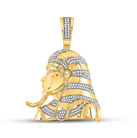 10kt Yellow Gold Mens Round Diamond Pharaoh Beard Charm Pendant 1/2 Cttw