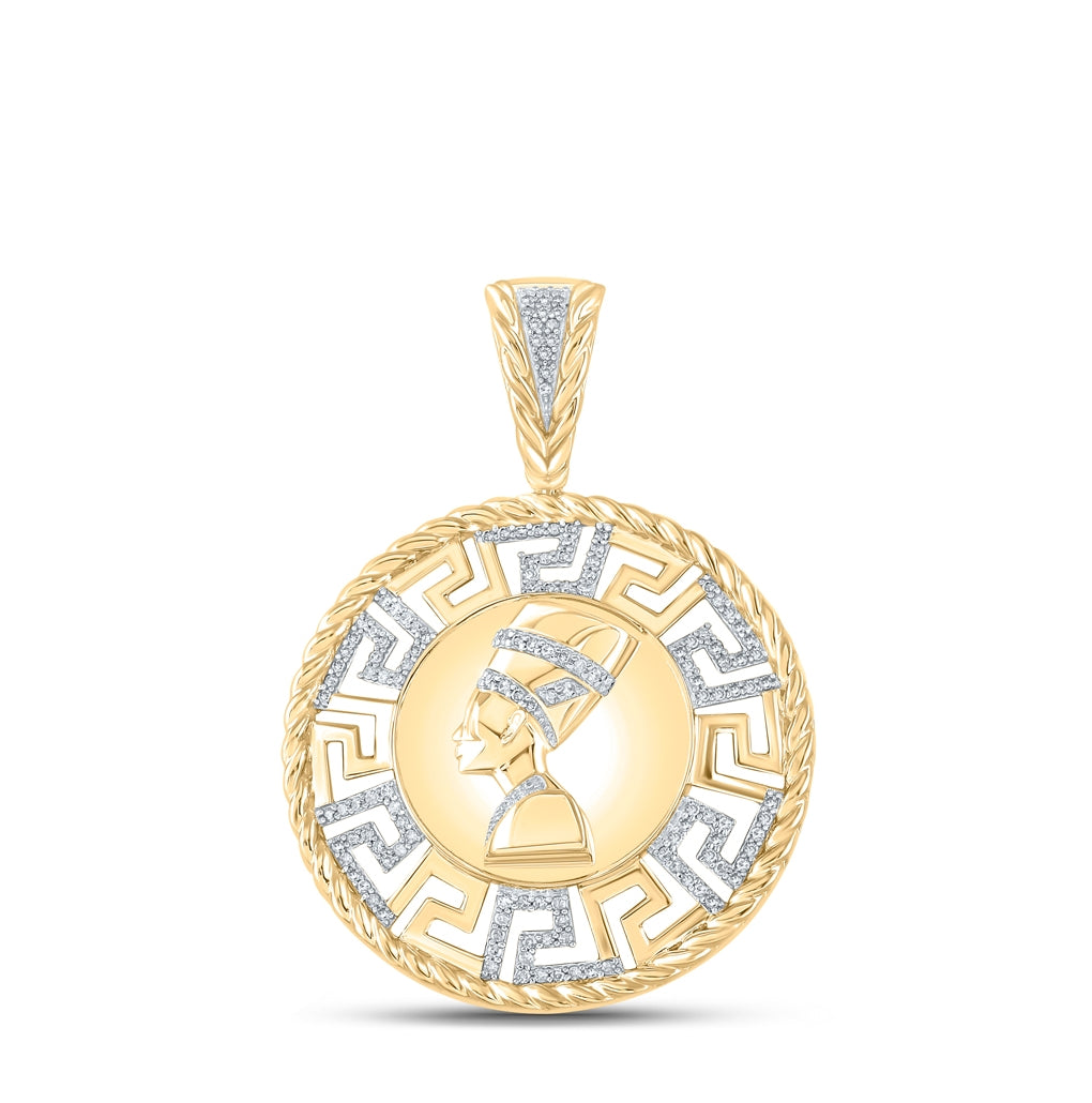 10kt Yellow Gold 1/2ctw Diamond P1p2 Mens "nefertiti" Charm