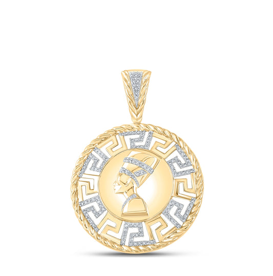 10kt Yellow Gold 1/2ctw Diamond P1p2 Mens "nefertiti" Charm