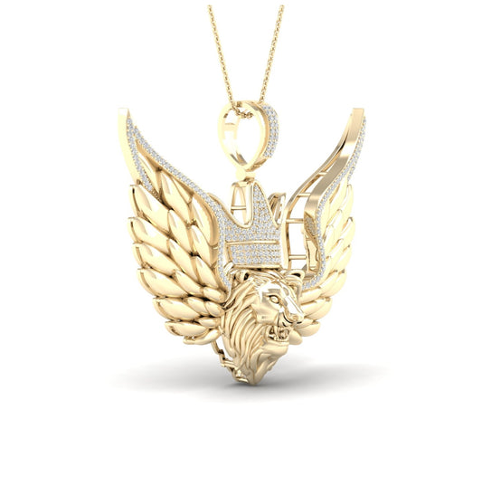 10kt Yellow Gold 1/2ctw Diamond P1p2 Lion Face Mens Charm
